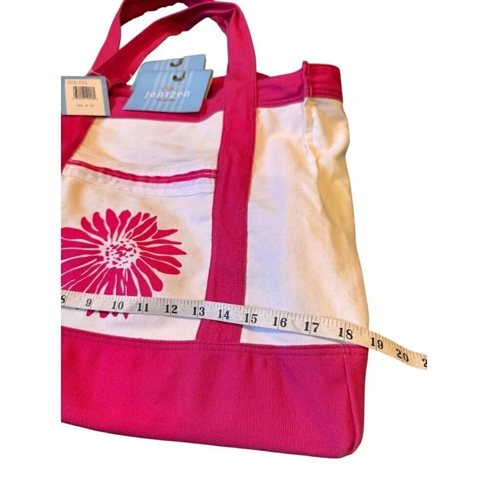 Jantzen Canvas Tote Bag With Pink Flower Design NWT